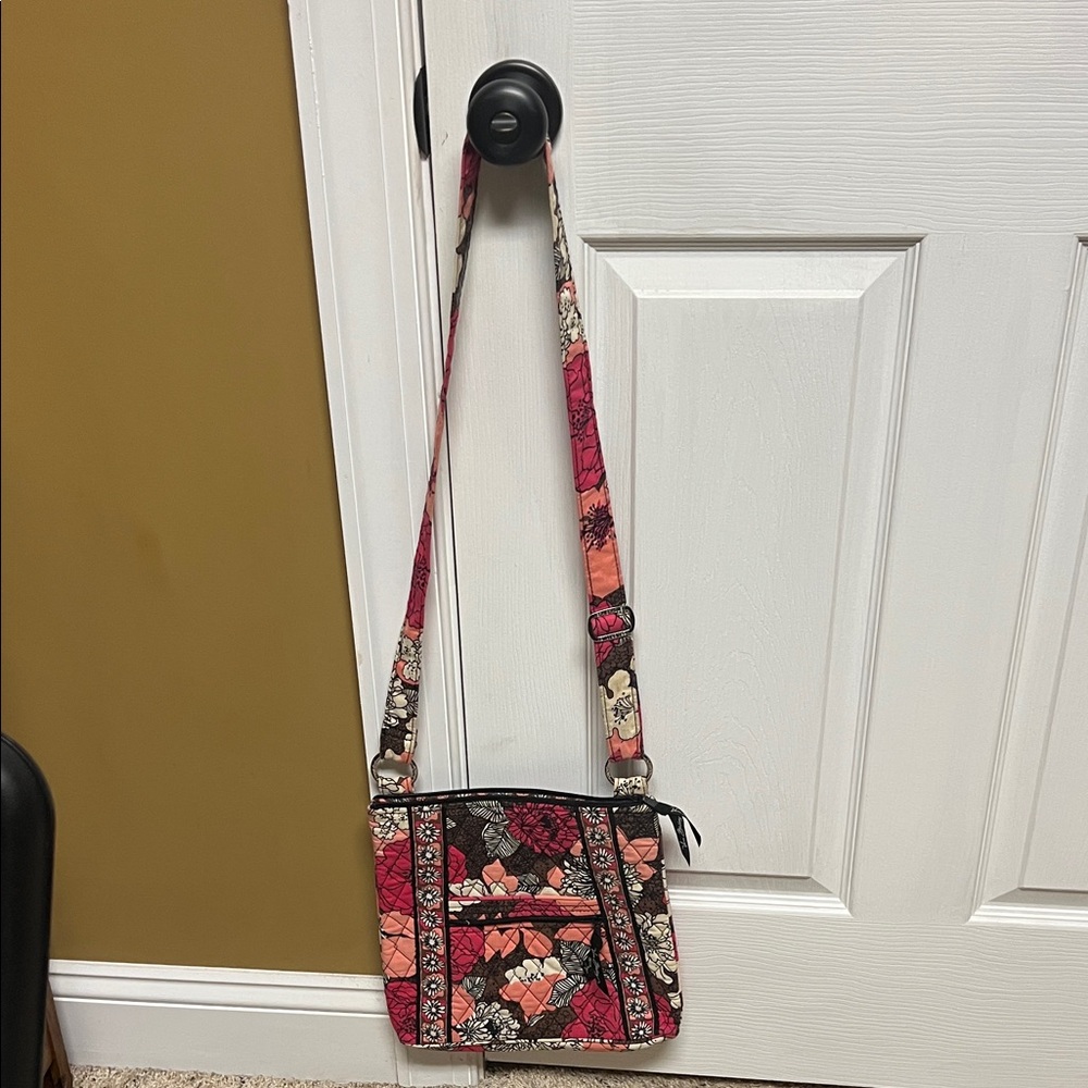 Vera Bradley Pink and Black Floral Crossbody Bag